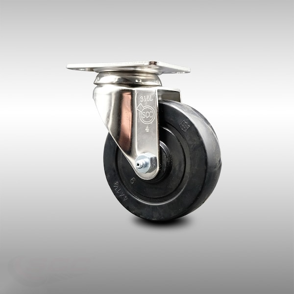 4 Inch 316SS Hard Rubber Wheel Swivel Top Plate Caster